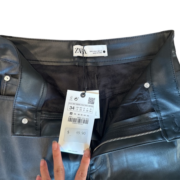 Zara 90s full length faux leather trouser size 2 - Picture 4 of 6